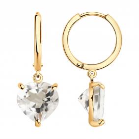Серьги из золочёного серебра SOKOLOV 92023025 с горным хрусталём 92023025 фото