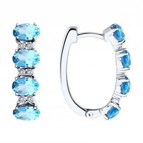 Серебряные серьги SOKOLOV 92023068 с топазом и фианитом 92023068 фото