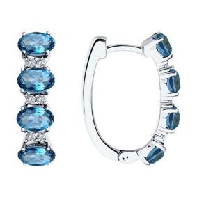 Серебряные серьги SOKOLOV 92023069 с фианитом и Лондон топазом 92023069 фото