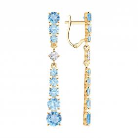 Серьги из золочёного серебра SOKOLOV 92023077 с топазом и фианитом 92023077 фото