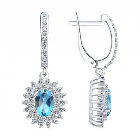 Серебряные серьги SOKOLOV 92023143 с топазом и фианитом 92023143 фото