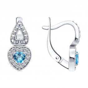 Серебряные серьги SOKOLOV 92023153 с топазом и фианитом 92023153 фото