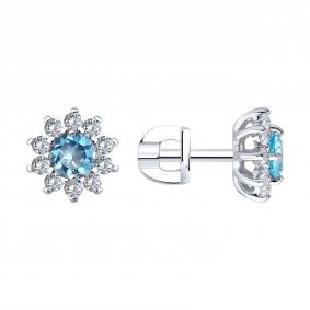 Серебряные серьги SOKOLOV 92023177 с топазом и фианитом 92023177 фото