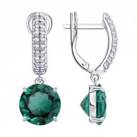 Серебряные серьги SOKOLOV 92023195 с фианитом и кварцем 92023195 фото