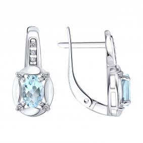 Серебряные серьги SOKOLOV 92023286 с топазом и фианитом 92023286 фото