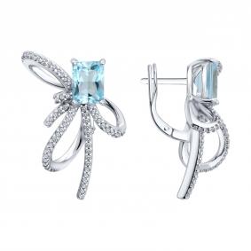 Серебряные серьги SOKOLOV 92023302 с топазом и фианитом 92023302 фото