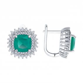 Серебряные серьги SOKOLOV 92025256-91 с фианитом и ситаллом 92025256-91 фото