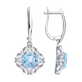 Серебряные серьги SOKOLOV 92025298 с топазом и фианитом 92025298 фото