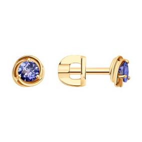 Серьги из золочёного серебра SOKOLOV 92025311 с танзанитом 92025311 фото