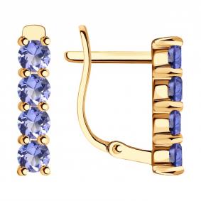 Серьги из золочёного серебра SOKOLOV 92025312 с танзанитом 92025312 фото