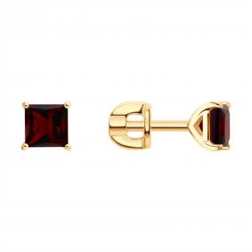 Серьги из золочёного серебра SOKOLOV 92025320 с гранатом 92025320 фото