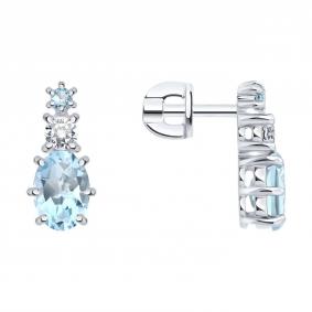 Серебряные серьги SOKOLOV 92025328 с топазом и фианитом 92025328 фото