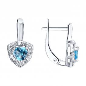 Серебряные серьги SOKOLOV 92025337 с топазом и фианитом 92025337 фото