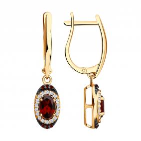 Серебряные серьги SOKOLOV 92025342 с фианитом и гранатом 92025342 фото