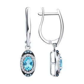 Серебряные серьги SOKOLOV 92025344 с топазом и фианитом 92025344 фото