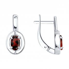 Серебряные серьги SOKOLOV 92025353 с гранатом 92025353 фото