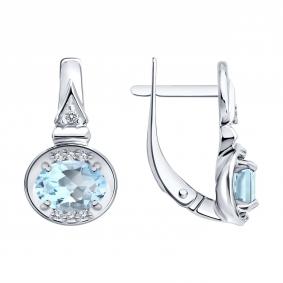 Серебряные серьги SOKOLOV 92025355 с топазом и фианитом 92025355 фото