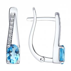 Серебряные серьги SOKOLOV 92025356 с топазом и фианитом 92025356 фото