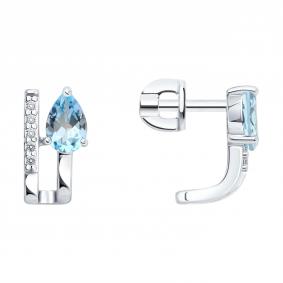 Серебряные серьги SOKOLOV 92025360 с топазом и фианитом 92025360 фото