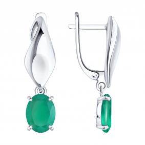 Серебряные серьги SOKOLOV 92025363 с агатом 92025363 фото