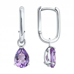 Серебряные серьги-трансформеры SOKOLOV с аметистами 92025371 92025371 фото