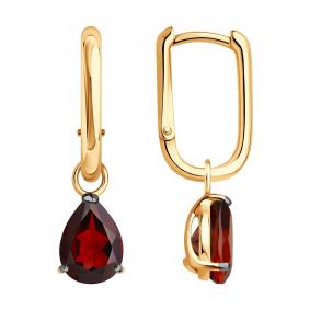 Серебряные серьги SOKOLOV 92025372 с гранатом 92025372 фото