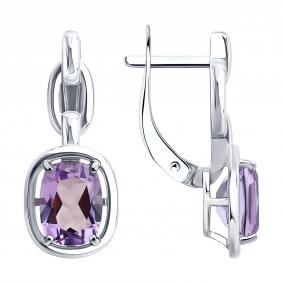 Серебряные серьги SOKOLOV 92025382 с аметистом 92025382 фото