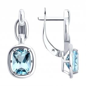 Серебряные серьги SOKOLOV 92025383 с топазом 92025383 фото