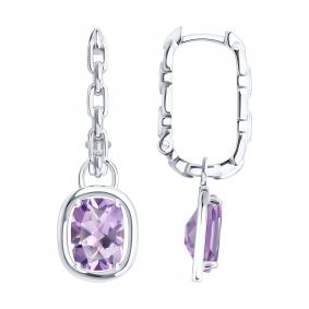 Серебряные серьги SOKOLOV 92025384 с аметистом 92025384 фото