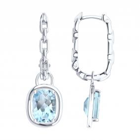 Серебряные серьги SOKOLOV 92025385 с топазом 92025385 фото