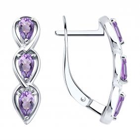 Серебряные серьги SOKOLOV 92025387 с аметистом 92025387 фото