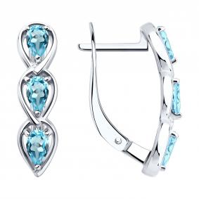 Серебряные серьги SOKOLOV 92025388 с топазом 92025388 фото