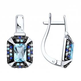 Серебряные серьги SOKOLOV 92025390 с топазом и фианитом 92025390 фото