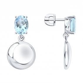 Серебряные серьги SOKOLOV 92025394 с топазом 92025394 фото