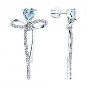 Серебряные серьги SOKOLOV 92025395 с топазом и фианитом 92025395 фото