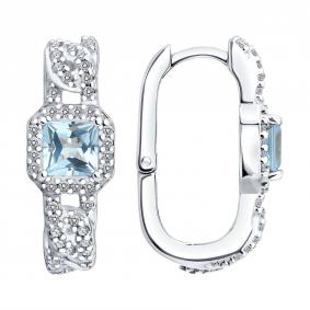 Серебряные серьги SOKOLOV 92025399 с топазом и фианитом 92025399 фото