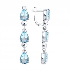 Серебряные серьги SOKOLOV 92025401 с топазом 92025401 фото