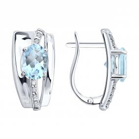 Серебряные серьги SOKOLOV 92025403 с топазом и фианитом 92025403 фото