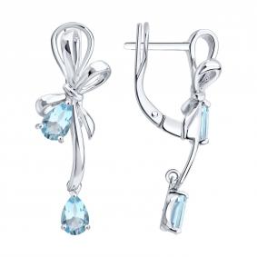 Серебряные серьги SOKOLOV 92025404 с топазом 92025404 фото