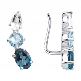 Серебряные серьги SOKOLOV 92025407 с топазом, горным хрусталём и Лондон топазом 92025407 фото