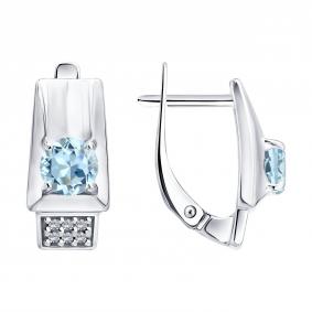 Серебряные серьги SOKOLOV 92025409 с топазом и фианитом 92025409 фото