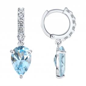 Серебряные серьги SOKOLOV 92025413 с топазом и фианитом 92025413 фото