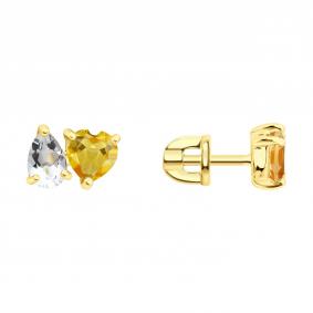 Серьги из лимонного серебра SOKOLOV 92025414 с цитрином и горным хрусталём 92025414 фото