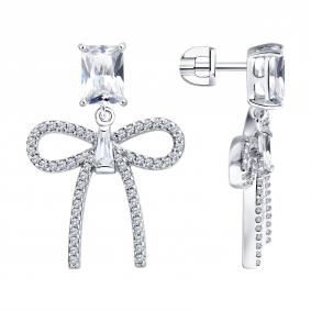 Серебряные серьги SOKOLOV 92025418 с фианитом и горным хрусталём 92025418 фото