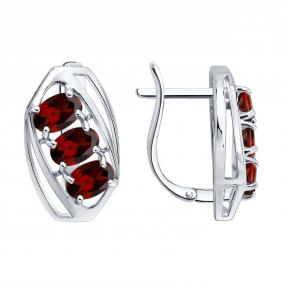 Серебряные серьги SOKOLOV 92025435 с гранатом 92025435 фото