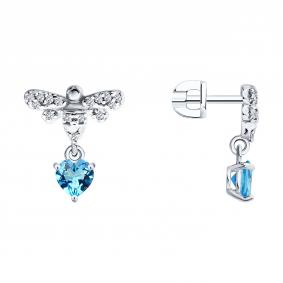 Серебряные серьги SOKOLOV 92025437 с топазом и фианитом 92025437 фото