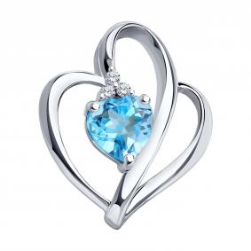 Серебряная подвеска SOKOLOV 92030001-91 с топазом и фианитом 92030001-91 фото