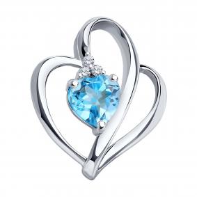Серебряная подвеска SOKOLOV 92030001 с топазом и фианитом 92030001 фото