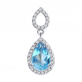 Серебряная подвеска SOKOLOV 92030292-91 с топазом и фианитом 92030292-91 фото