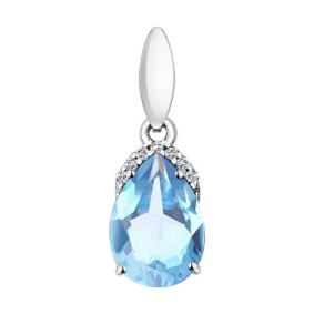 Серебряная подвеска SOKOLOV 92030310 с топазом и фианитом 92030310 фото